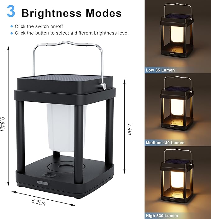 Courtyard Solar Lantern Set, Rustic Porch Lighting
