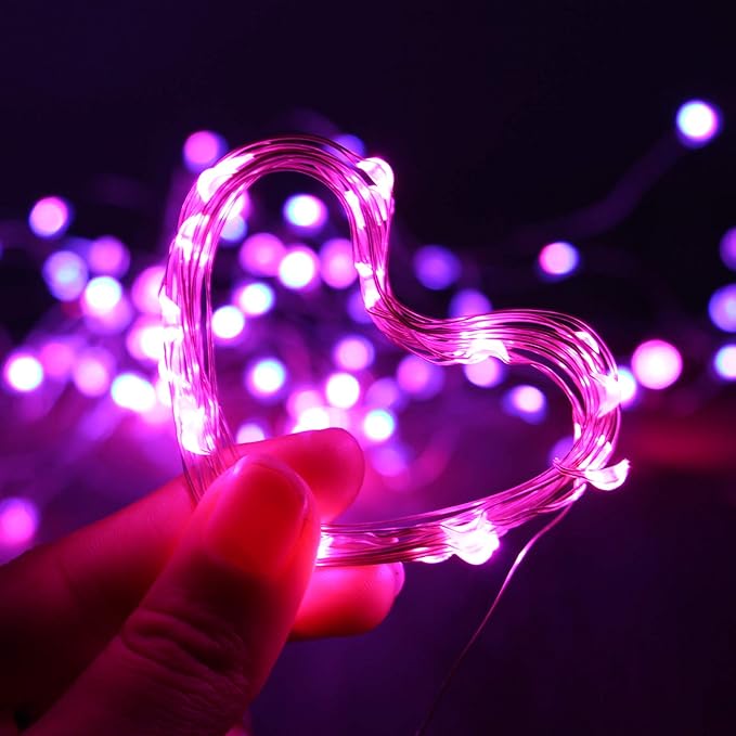 XINKAITE Fairy Lights - Waterproof LED Starry String Lights for Indoor & Outdoor DIY Decoration, Home Parties, Christmas Holiday (10FT/3Meters, Pink)