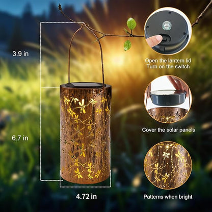 Dragonfly Solar Lantern, Chrismas Gifts for Women, Outdoor Waterproof LED Decorative Garden Lights for Lawn, Landscape, Patio, Porch Hanging Solar Lights for Ladies, Mom, Grandma