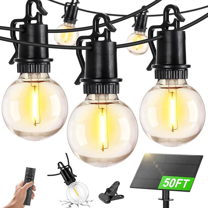 50ft Edison Bulb Patio String Lights, Waterproof
