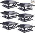 6-Pack 2-Mode Warm White Deck Post Cap Lights, Solar LED