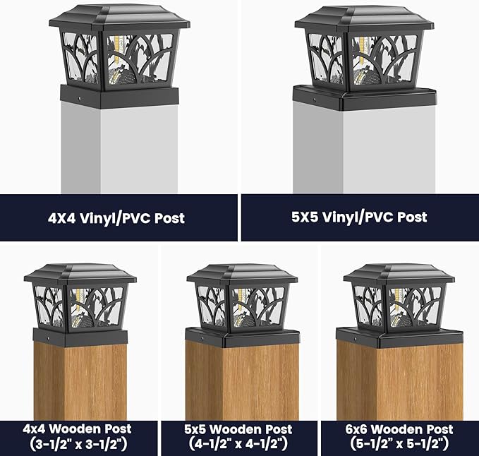 SIEDiNLAR Solar Post Cap Lights Outdoor 4 Modes 40 LEDs Aluminum Glass Fence Post Light for 4x4 5x5 6x6 Wooden Vinyl Posts Deck Patio Decor, Warm White & Cool White Dynamic Lighting Black (1 Pack)