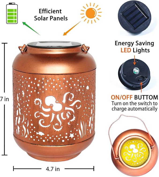 Garden Solar Lantern Set, Rustic Backyard Lighting