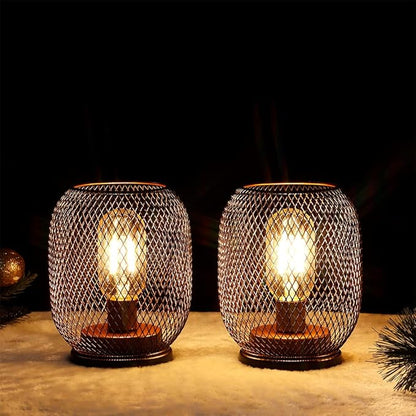 JHY DESIGN 4PCS Metal Cage LED Lantern Battery Powered Lamp Cordless Accent Light with LED Great for Weddings Parties Patio Events for Indoors Outdoors