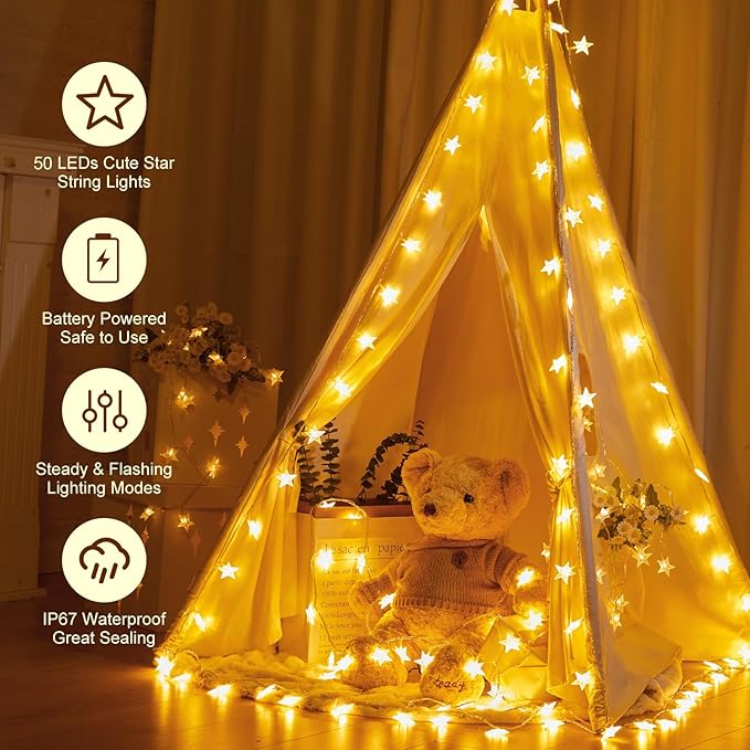 17ft Warm White String Lights for Backyard, Waterproof LED