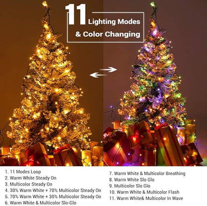 800 LED Christmas Twinkle Lights, 279ft Waterproof for Patio