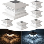 6-Pack Solar Post Cap Lights, 2-Mode Warm White Waterproof