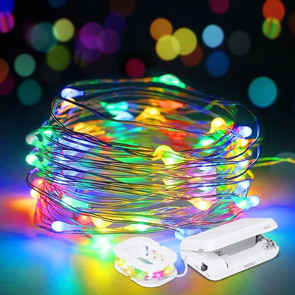 2-Pack 50 LED Christmas Twinkle Lights, 16ft Waterproof for Patio