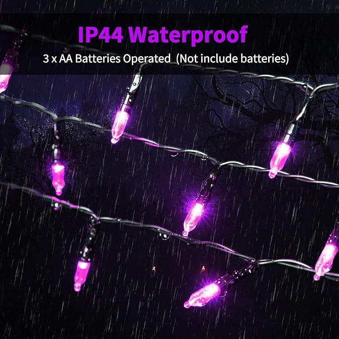 Christmas Porch String Lights 2-Pack, 50 LED Waterproof