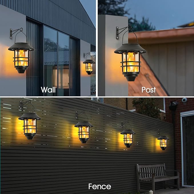 Hanging Solar Lantern Set 2-Pack, Elegant Patio Lighting