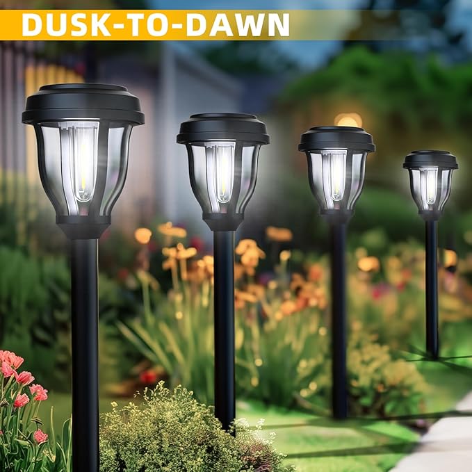 Cold White Solar Pathway Lights 12-Pack, Walkway LED