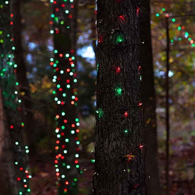 TW SHINE Battery Operated Christmas Lights, 2 Pack Total 100 LED 32 FT Battery Operated String Lights with 8 Modes, Xmas Lights for Outdoor Indoor Wedding Party Home Decorations, Red & Green