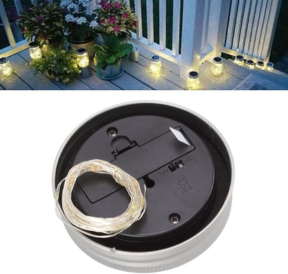 Hyuduo Solar Mason Jar Lights Lids 20 LED 6.6 Ft Flame Tip Solar Powered Fairy String Lights for Outdoor Jars Decor