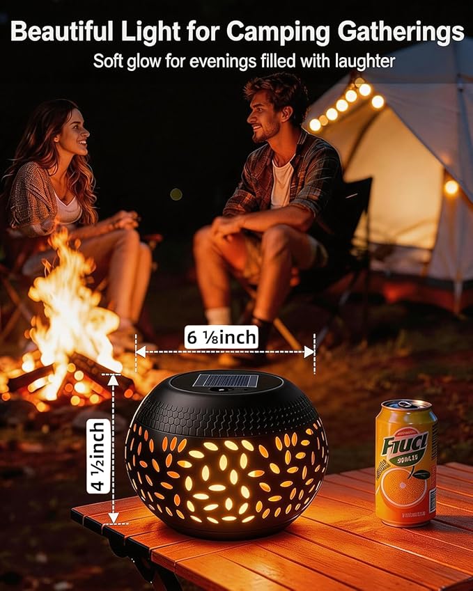 Solar Table Lights Outdoor Waterproof - Dancing Flickering Flame Lamp Black Metal Tabletop Light Solar Powered Decorative Lighting Lantern for Desk Bedroom Patio Garden Pathway Yard 1 Pack