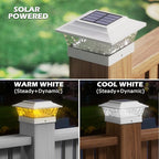 Solar Post Cap Lights, 4-Mode Cool White Waterproof