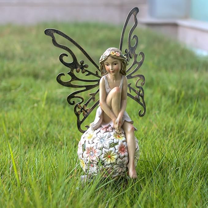 Solar Flower Statue Light 9.45", Yard Decor