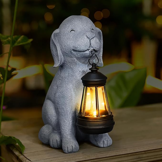 Solar Dog Garden Statue Light, Outdoor Decor