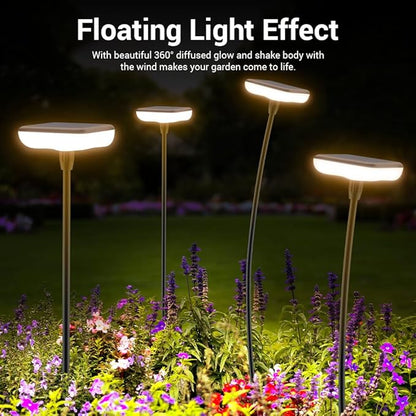 Solar Pathway Lights Outdoor 6 Pack Solar Powered Garden Lights 12H Long Lasting Auto On/Off Solar Swaying Light IP65 Waterproof for Planter Flowers Landscape Lighting Decoration Warm White