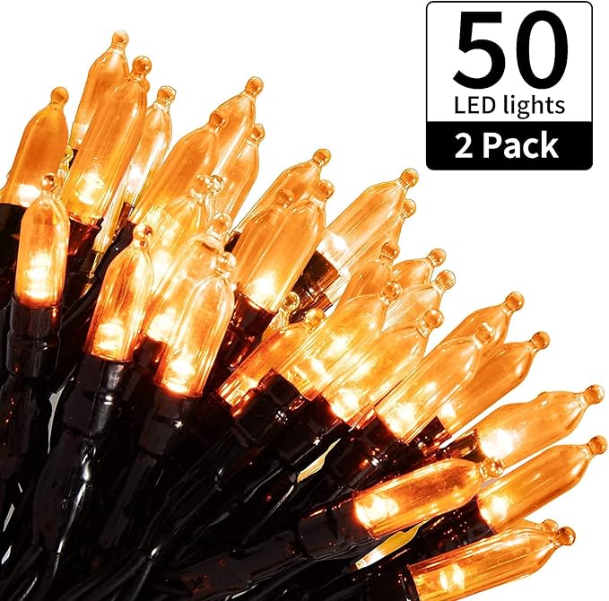 Christmas Backyard String Lights 2-Pack, 50 LED Waterproof