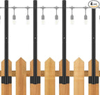 4-Pack 8ft Metal Light Poles for Patio, Heavy-Duty
