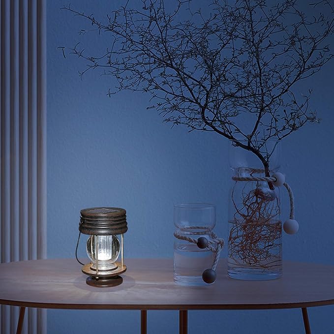 Hanging Solar Lantern Set 2-Pack, Rustic Porch Lighting