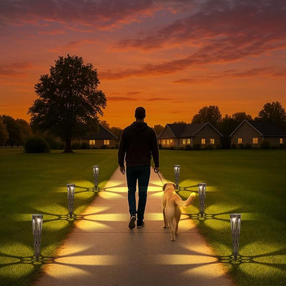 JJX Solar Pathway Lights, 6 Pack Outdoor Walkway Solar Lights for Yard Outside, Warm Light LED Landscape Light Waterproof IP65 Auto On/Off for Lawn Sidewalk