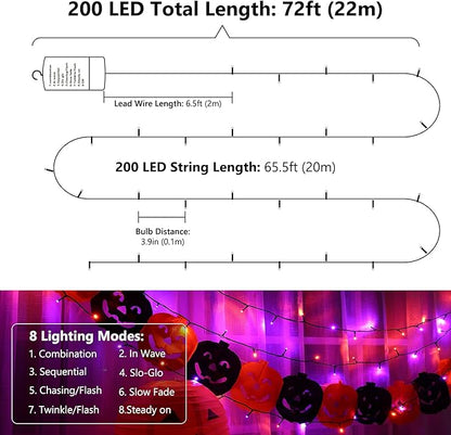 67ft Christmas LED String Lights, Waterproof Timer Lights