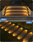 4-Pack Warm White Modern Solar Yard Lights, Outdoor LED