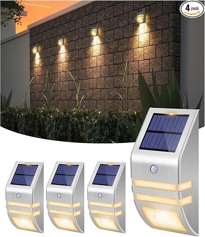4-Pack Deck Solar Lights, Multi-Color Waterproof LED