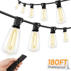 Porch String Lights, 180ft Weatherproof LED