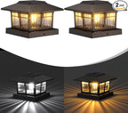 2-Pack Cool White Solar Fence Post Lights, Outdoor LED Caps