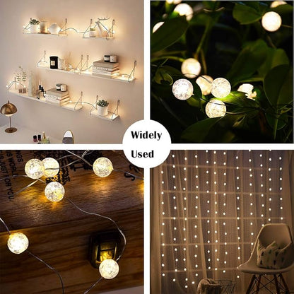 Globe String Lights, Crystal Ball Led String Lights Warm White, 10ft 30 LED Grandhome Fairy Lights Battery Operated Waterproof, 8 Modes with Remote Control, for Indoor Outdoor Bedroom Party Wedding …