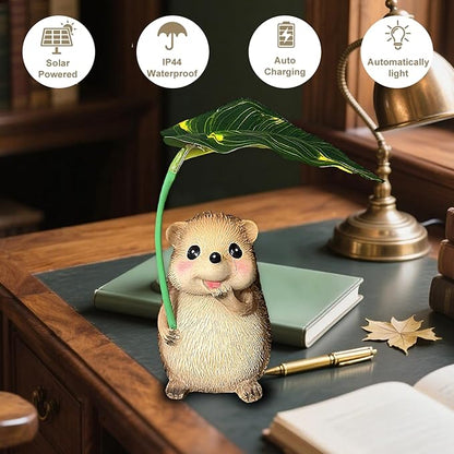 Solar Garden Statues Hedgehog Garden Decor Figurine Lights with Umbrella for Outside,Yard Decorations Outdoor Patio Decor,Gardening Gifts for Thanksgiving Christmas Mother's Day
