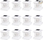 12-Pack Warm White Solar Deck Post Lights, Outdoor LED Caps