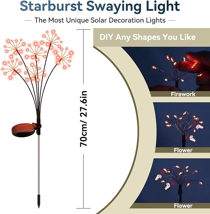 2-Pack Solar Path Lights, Outdoor Yard LED