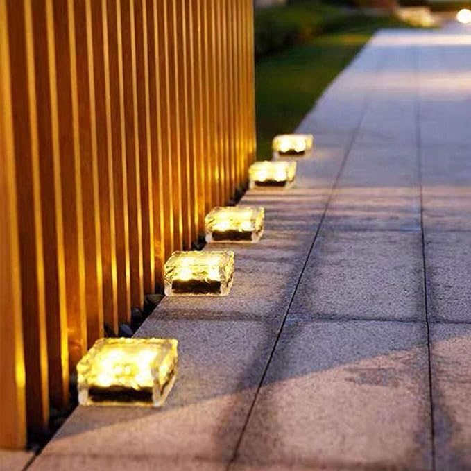 Solar Ice Cube Shaped Light, 2.8x2.8x2 inch Ice Cube Shaped Warm White Outdoor Solar Garden Decorative Lights for Walkway Pathway Backyard Christmas Decoration Parties (8 PCS)