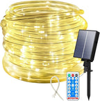 Waterproof Solar Rope Lights 66ft, Porch LED String