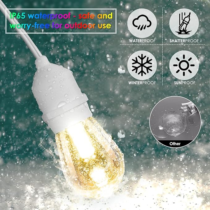 G40 Globe Patio Lights, 96ft LED Bulbs