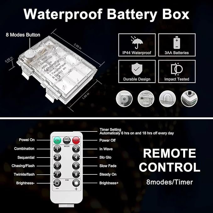 Remote Control Rope Lights, 33ft Color-Changing LED