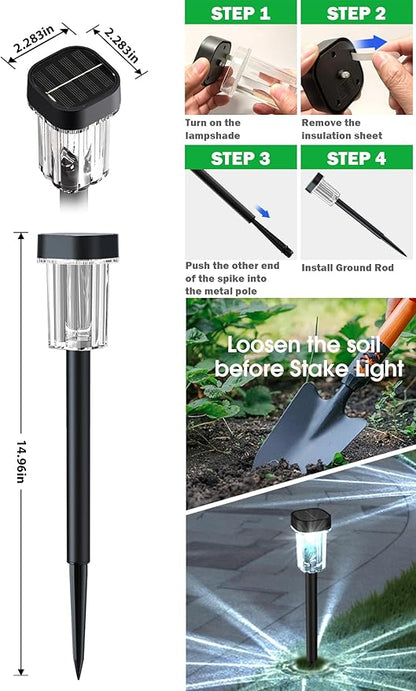 Solar Pathway Lights Outdoor 12 Pack - IP55 Waterproof Solar Powered Garden Lights 6000K Cold White LED, Auto On/Off Outdoor Solar Lights for Yard Driveway Patio Decor Landscape Lighting