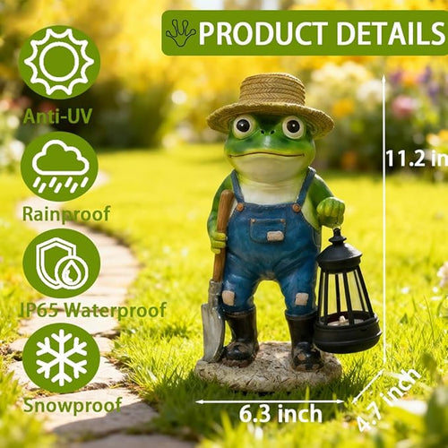 11" Solar Frog Garden Statue Light, Outdoor Decor