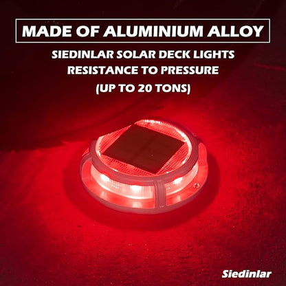 SIEDiNLAR Solar Deck Lights Outdoor 2 Modes 16 LEDs Dock Light Driveway Markers Solar Powered Waterproof for Ground Step Stair Pathway Walkway Garden Yard Road 12 Pack (Blue/Red)