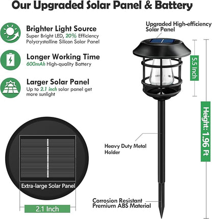 Solar Pathway Lights 8PK - Outdoor Garden Yard Landscape Lights, Waterproof Auto-on/Off for Lawn, Patio, Walkway - Warm Light (Black)