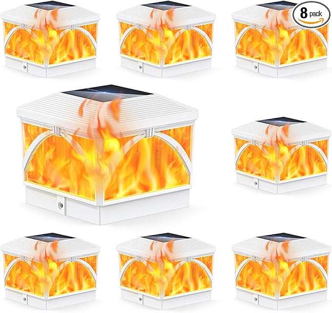 8-Pack Solar Post Cap Lights, White Waterproof