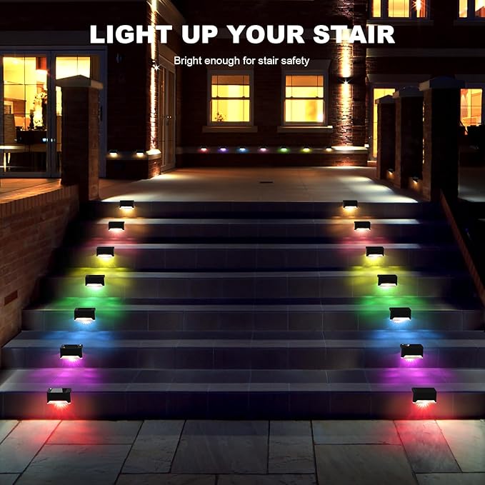 16-Pack Black Sleek Solar Stair Lights, Outdoor LED