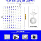 8ft Blue Outdoor Edison String Lights, Weatherproof
