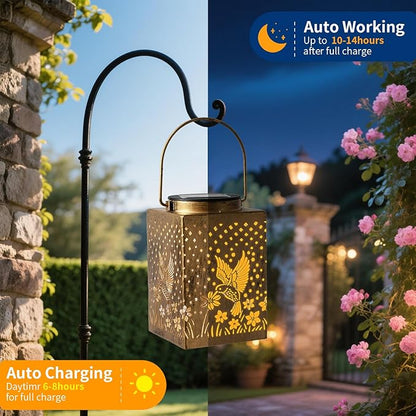 2 Pack Bronze Solar Lights Outdoor Waterproof Decorative - Gifts for Women Mom Grandma, Hummingbird Garden Decor for Yard, Patio,Backyard, Porch , Garden (Hummingbird)