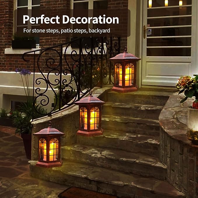 Courtyard Solar Lantern Set, Classic Garden Lighting