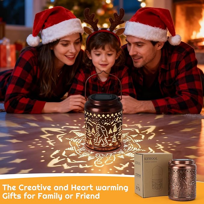 Bigfoot Gift Solar Lanterns Outdoor Waterproof - Metal Hanging Bigfoot Sasquatch Solar Light Graden Decor for Patio Yard Lawn Backyard Porch Landscape Pathway, Christmas Decoration Gift for Men Women