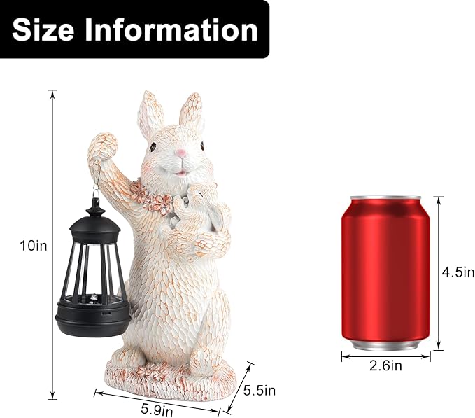 Solar Rabbit Garden Statue Light, Outdoor Decor